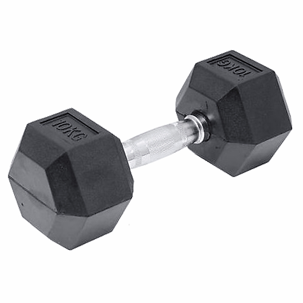 10Kg Rubber Hex Dumbbell Dumbbells