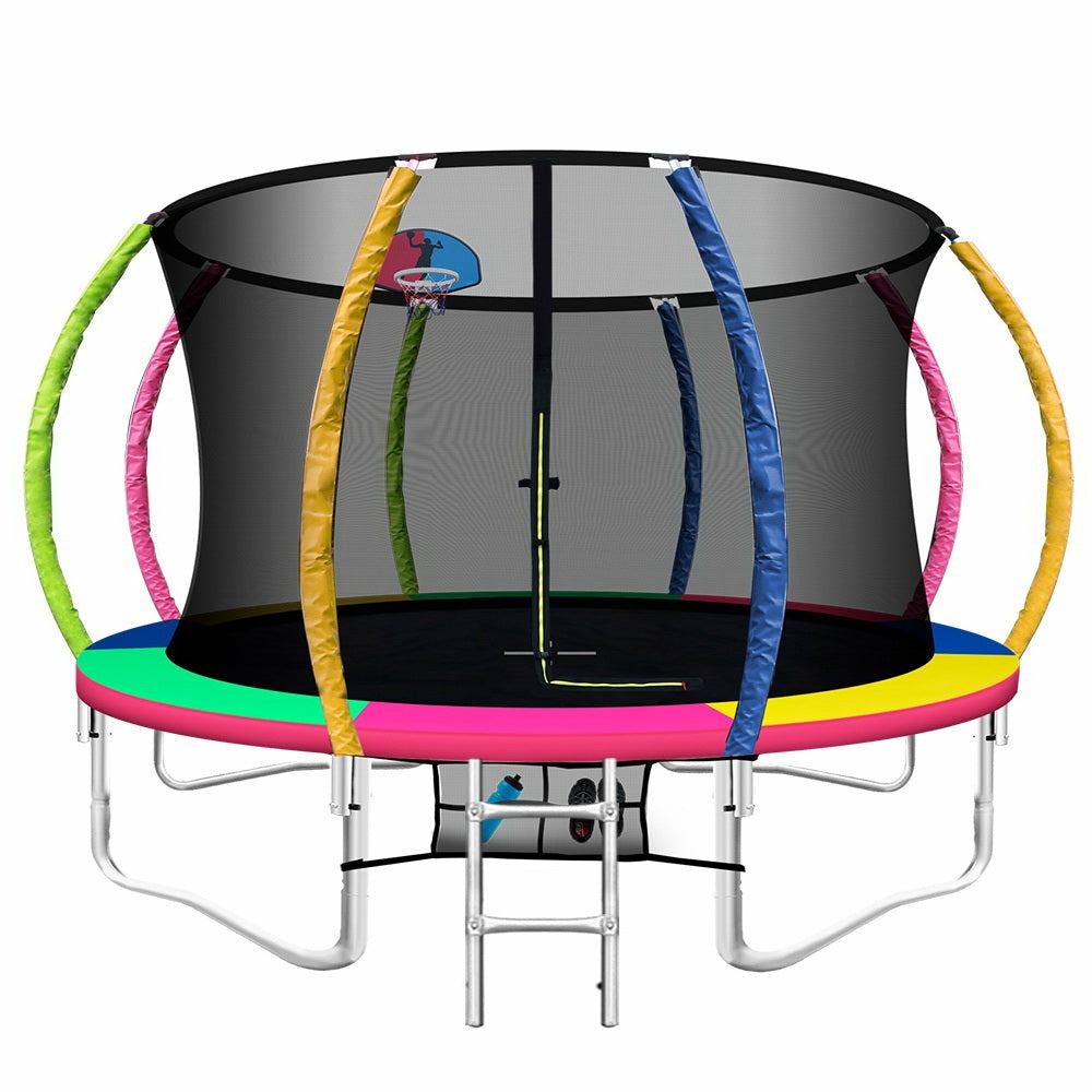 12Ft Heavy-Duty Kids Trampoline W/ Safety Net + Basket Sport Activities