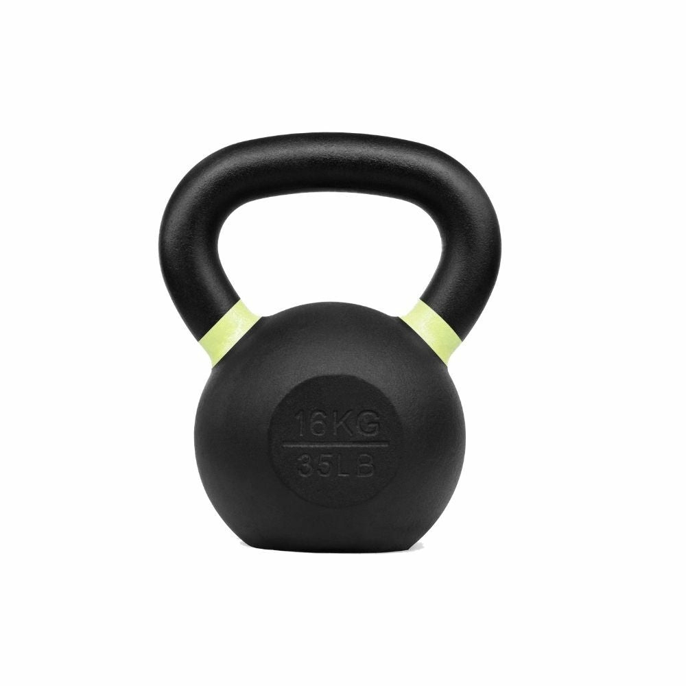 16Kg Wide Handle Cast Iron Kettlebell Yellow Fitness Accessories