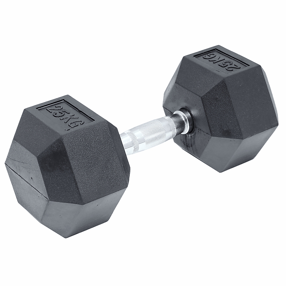 25Kg Ergonomic Rubber Hex Dumbbell Dumbbells