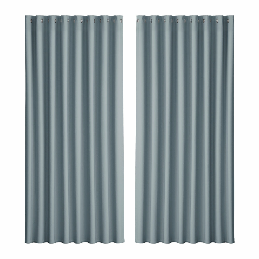 2X Grey Blockout Thermal Curtains Curtains