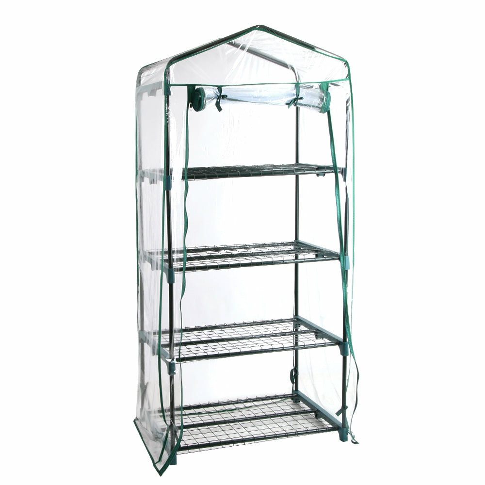 4 Tier Mini Greenhouse With Shelves & Pvc Cover Garden & Accessories