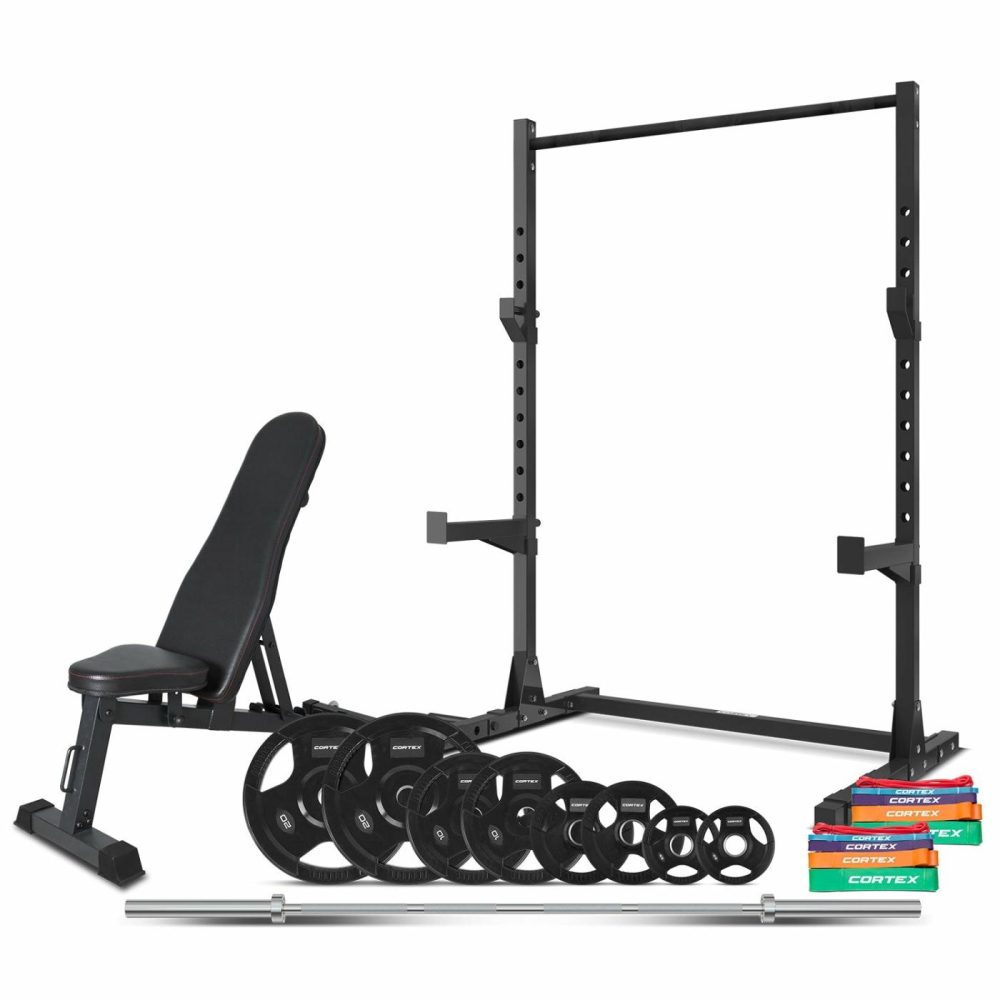 95Kg Olympic Squat Rack Home Gym Set With Bench And Bands Fitness Accessories