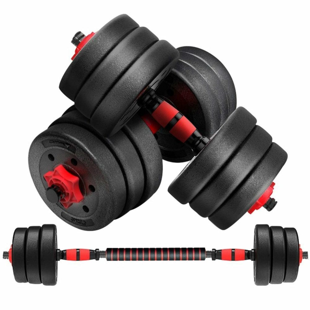 Adjustable 20Kg Rubber Dumbbells With Barbell Barbells