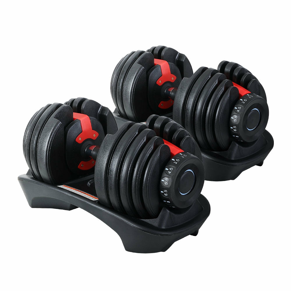 Adjustable 24Kg Dumbbells With Non-Slip Handle Set Dumbbells