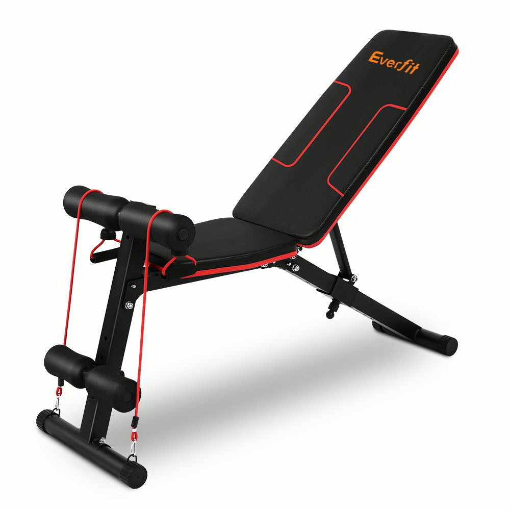 Adjustable Fid Weight Bench 150Kg Capacity With Resistance Bands Fitness Accessories