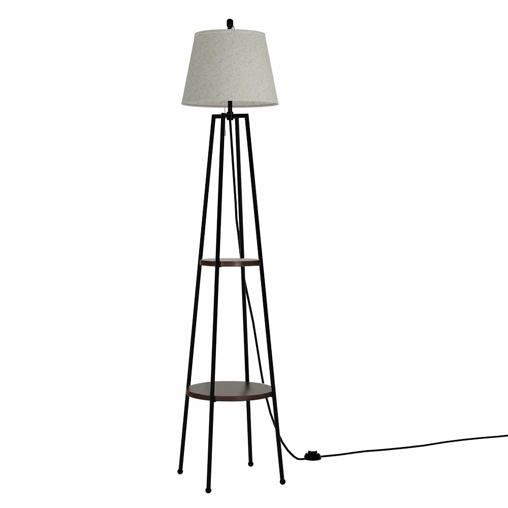 Adjustable Shelf Floor Lamp With Linen Shade, Floor Lamps