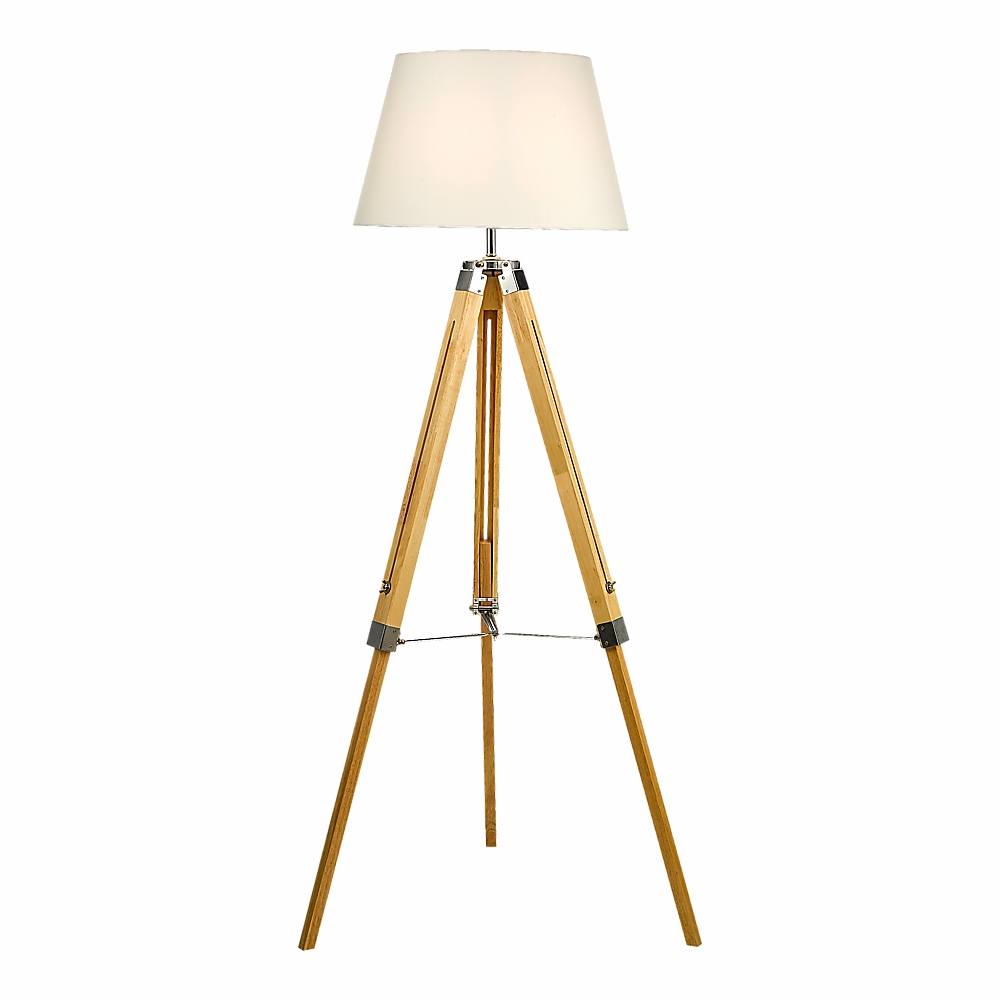 Adjustable Wood Tripod Floor Lamp Floor Lamps