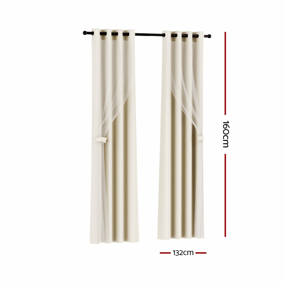 Beige 250Gsm Noise-Reduction Thermal Curtains 2-Pack Curtains