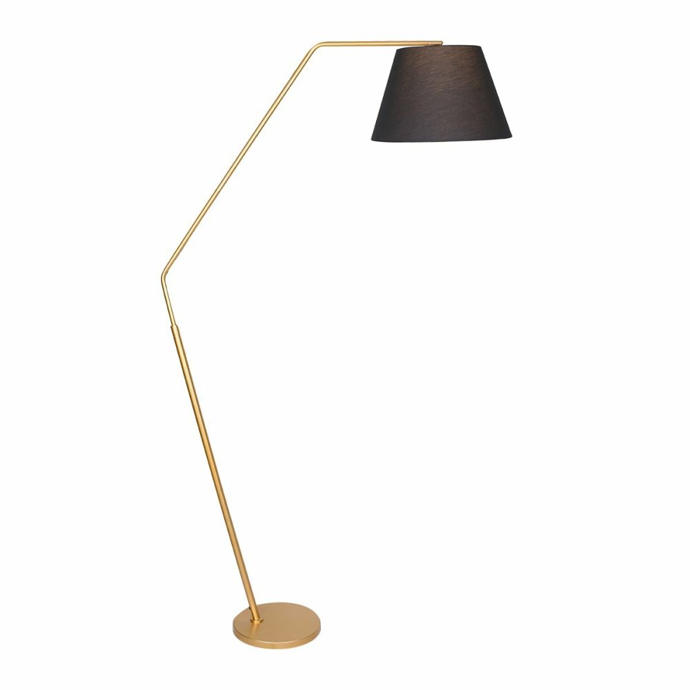 Black Tapered Shade Arc Floor Lamp With Metal Base Floor Lamps