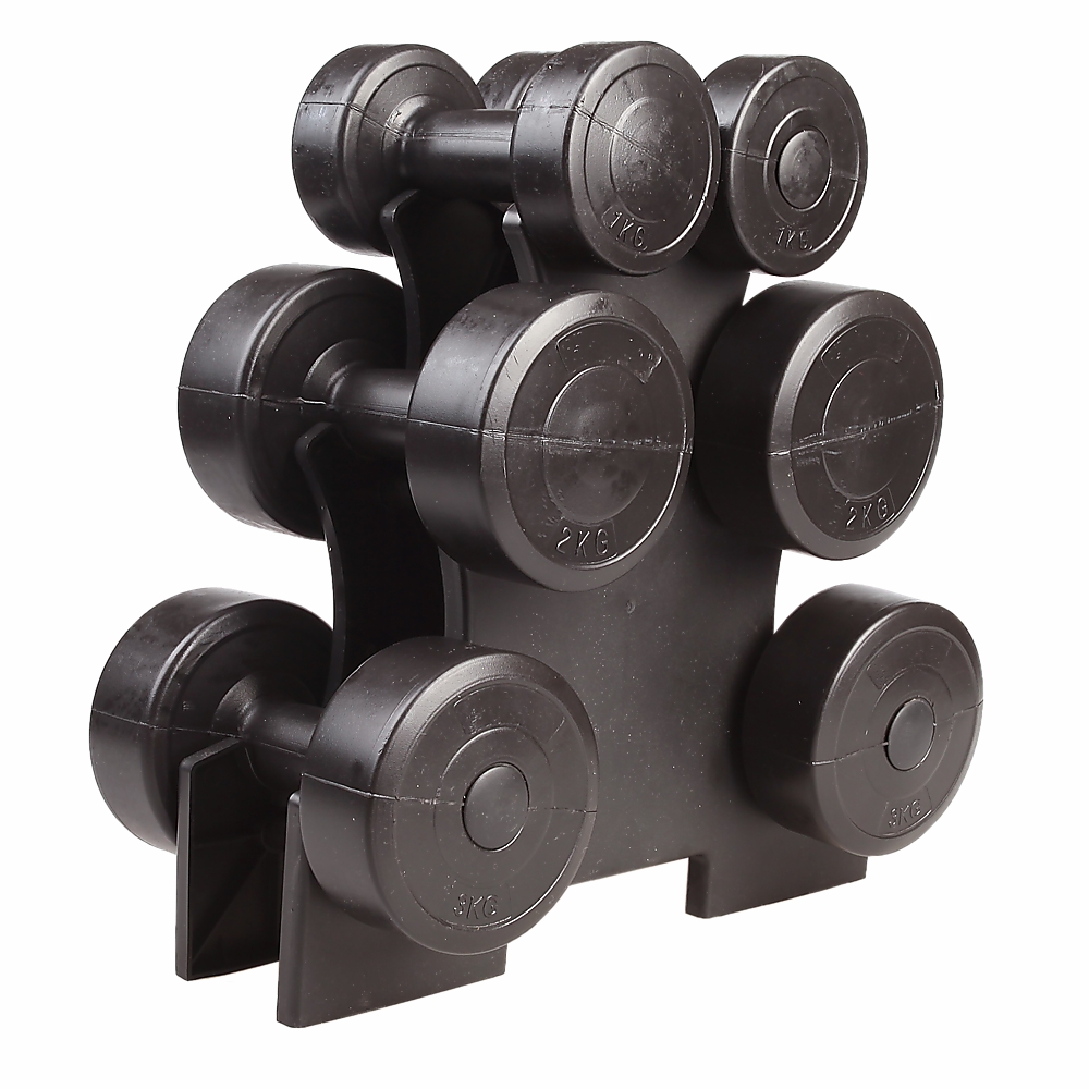 Black Vinyl Dumbbell Weights Set With Rack Dumbbell Racks