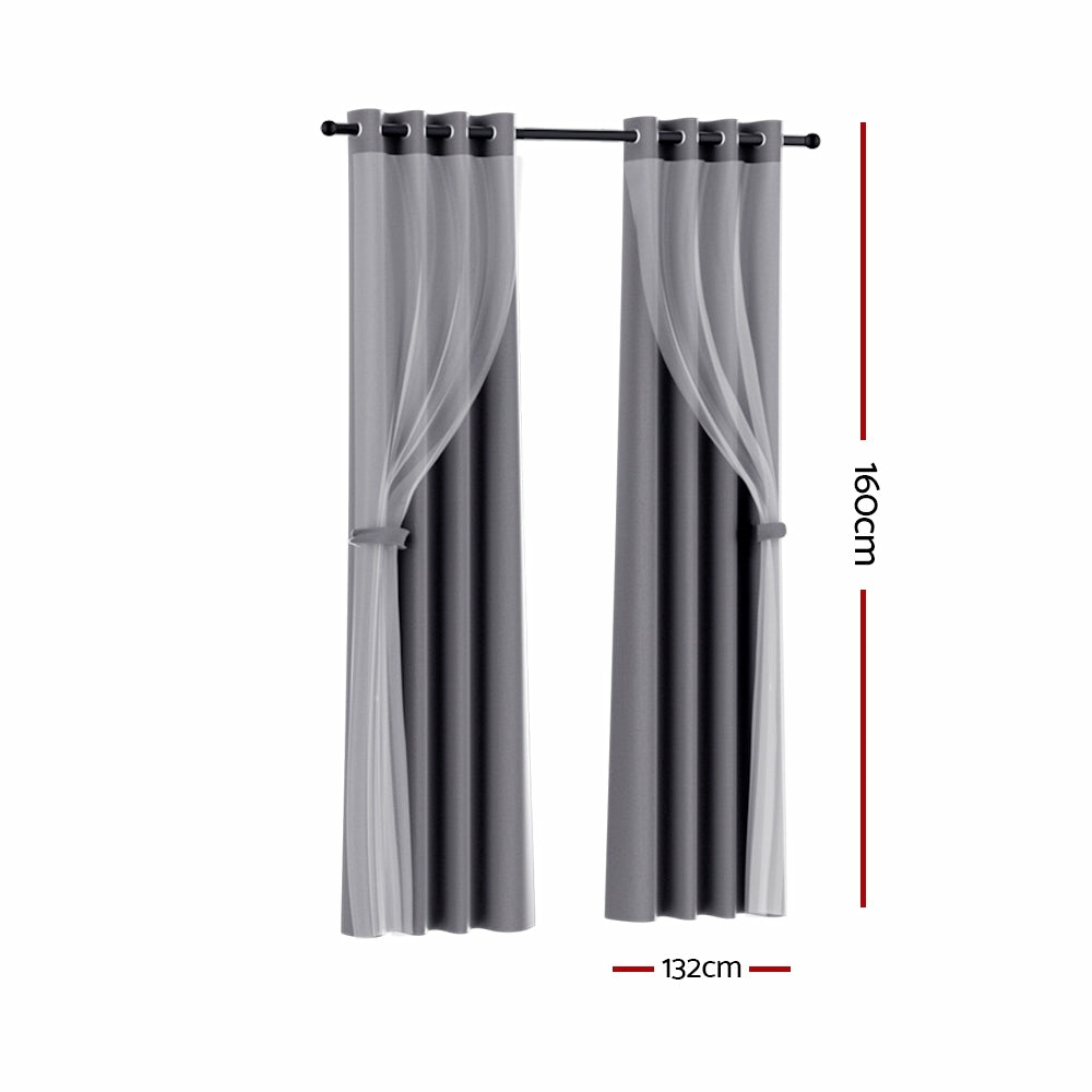 Charcoal Blockout Sheer Curtains Curtains