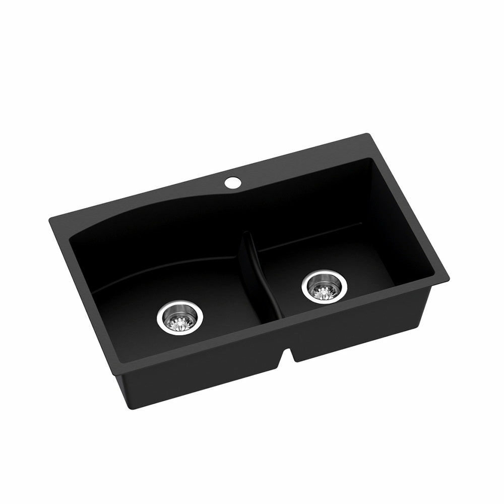 Durable Granite Double Bowl Kitchen Sink 76X47Cm Fixtures