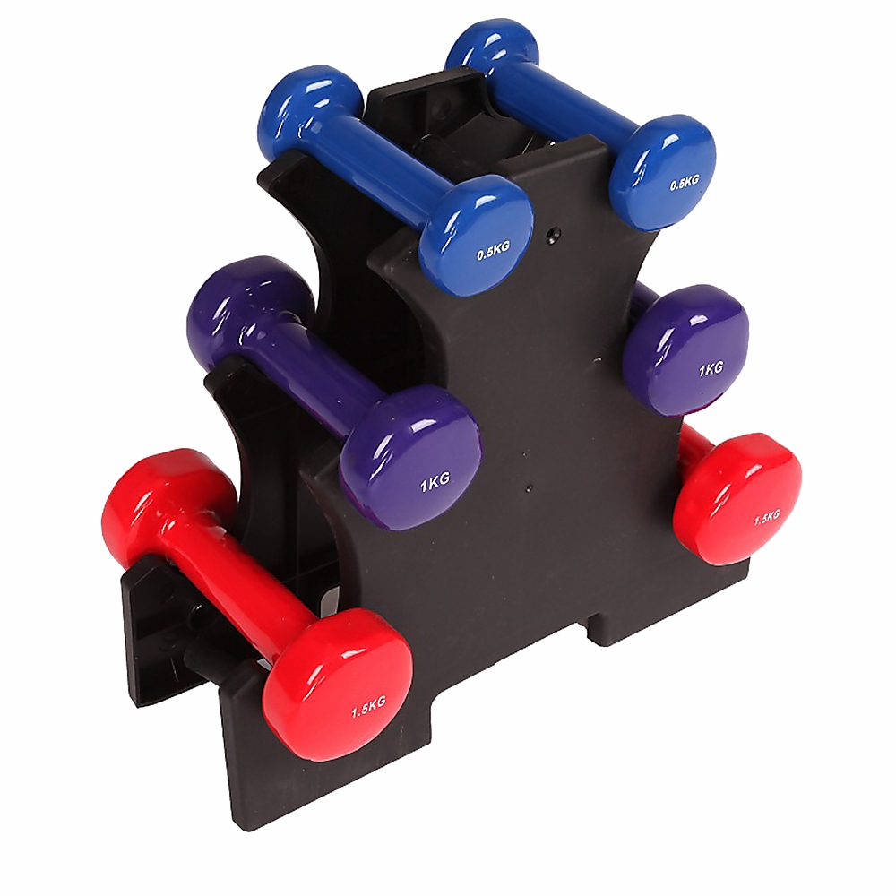 Durable Pvc 6-Piece Dumbbell Set With Rack Dumbbell Racks