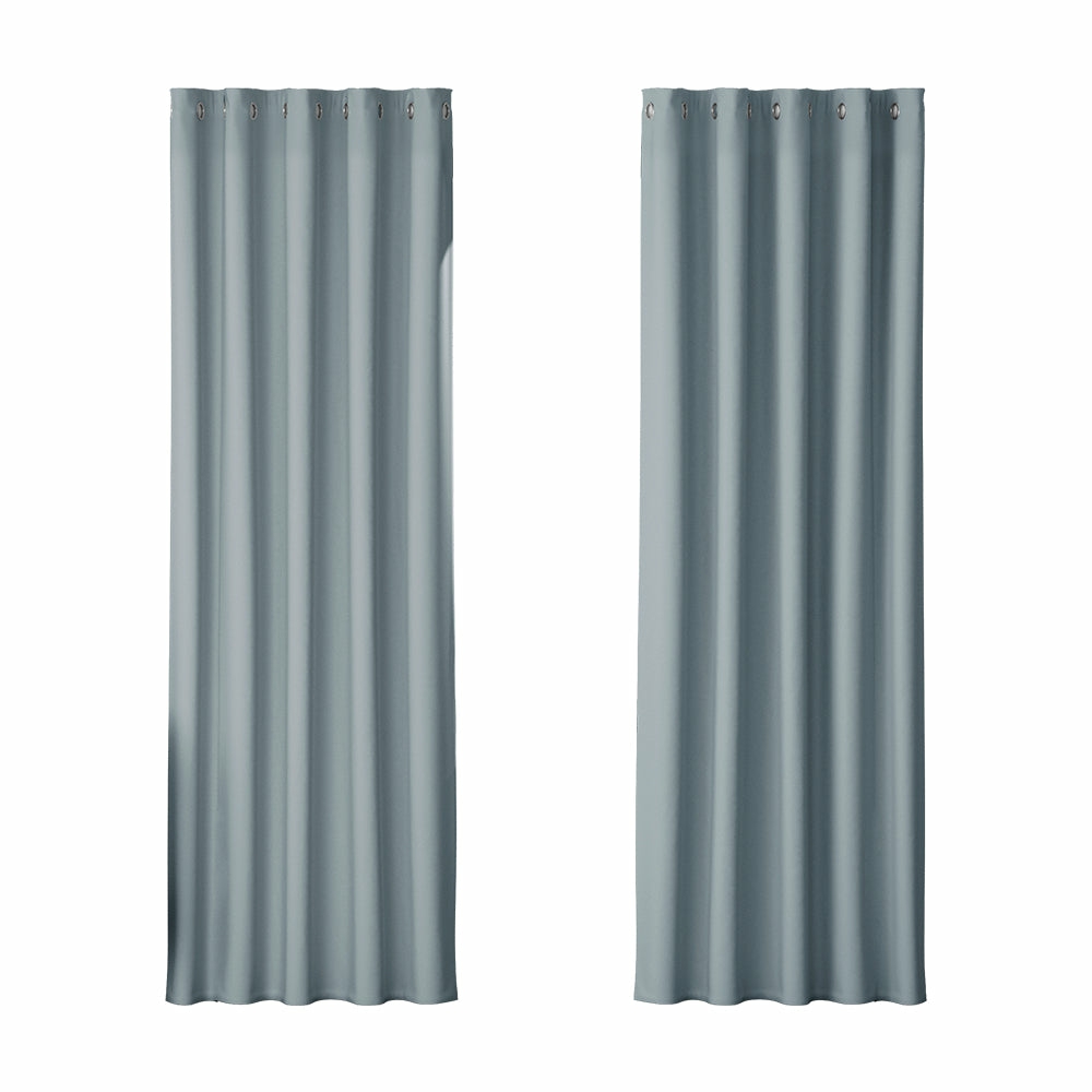 Grey 250Gsm Thermal Blockout Curtains 2Pcs Set Curtains