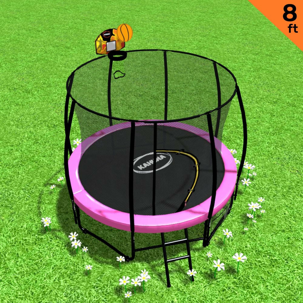 Heavy Duty 8Ft Outdoor Trampoline With Basketball Set Sport Activities