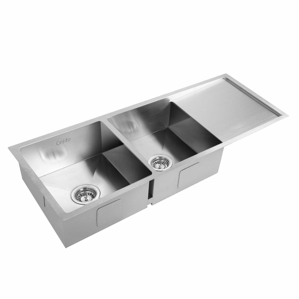 Heavy-Duty Double Bowl Stainless Steel Kitchen Sink With X-Flume Fixtures