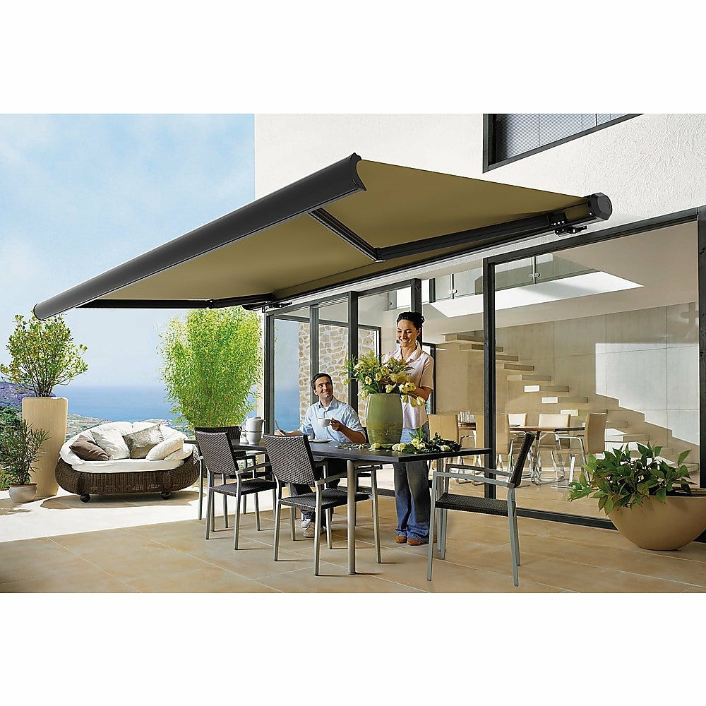 Heavy Duty Retractable Folding Arm Awning 5.5X3M Beige Awnings