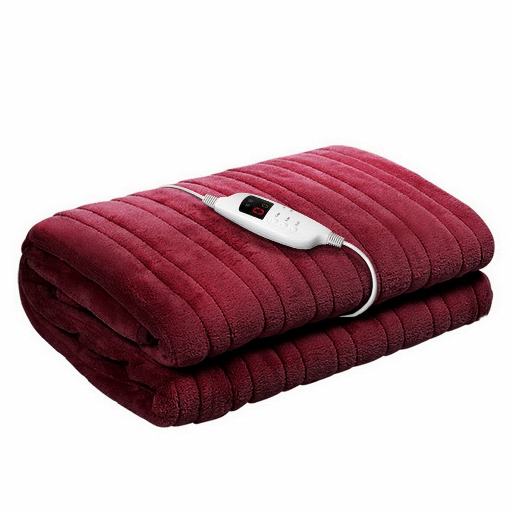 High-Density Coral Fleece Heated Throw Blanket Bedding