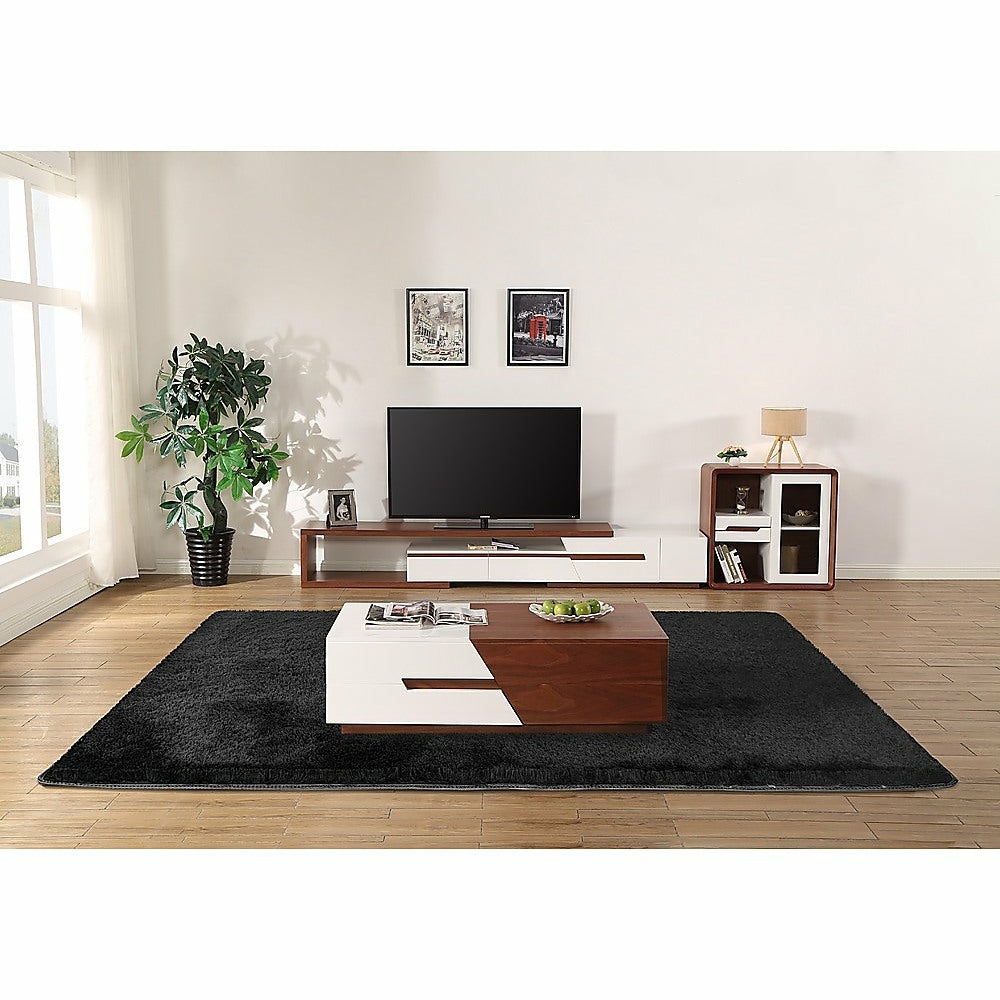 Large Black Shaggy Floor Rug 230X160Cm Insulated Non-Slip Floor Rugs