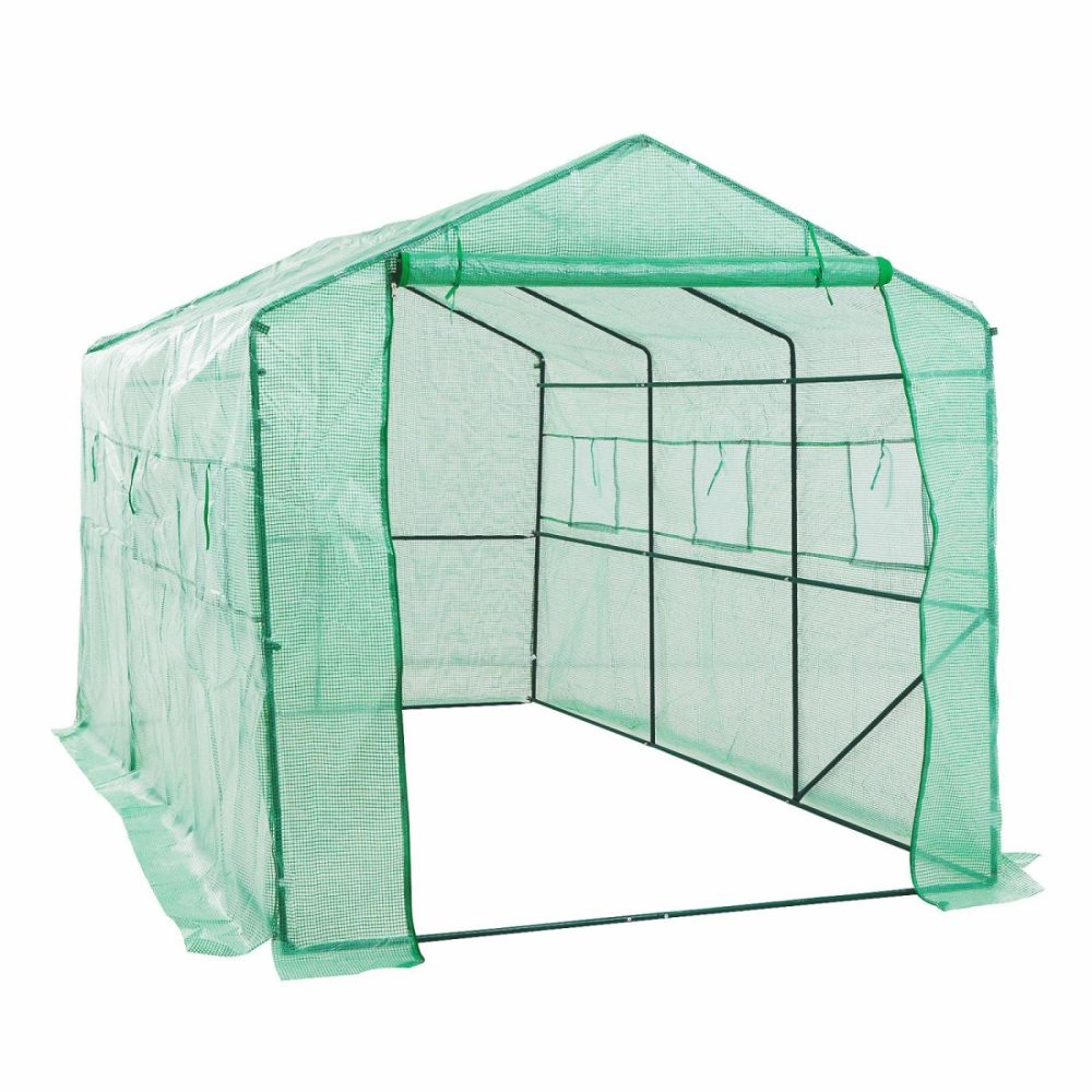 Large Walk-In Steel Greenhouse With Uv Resistant Pe Cover Garden & Accessories