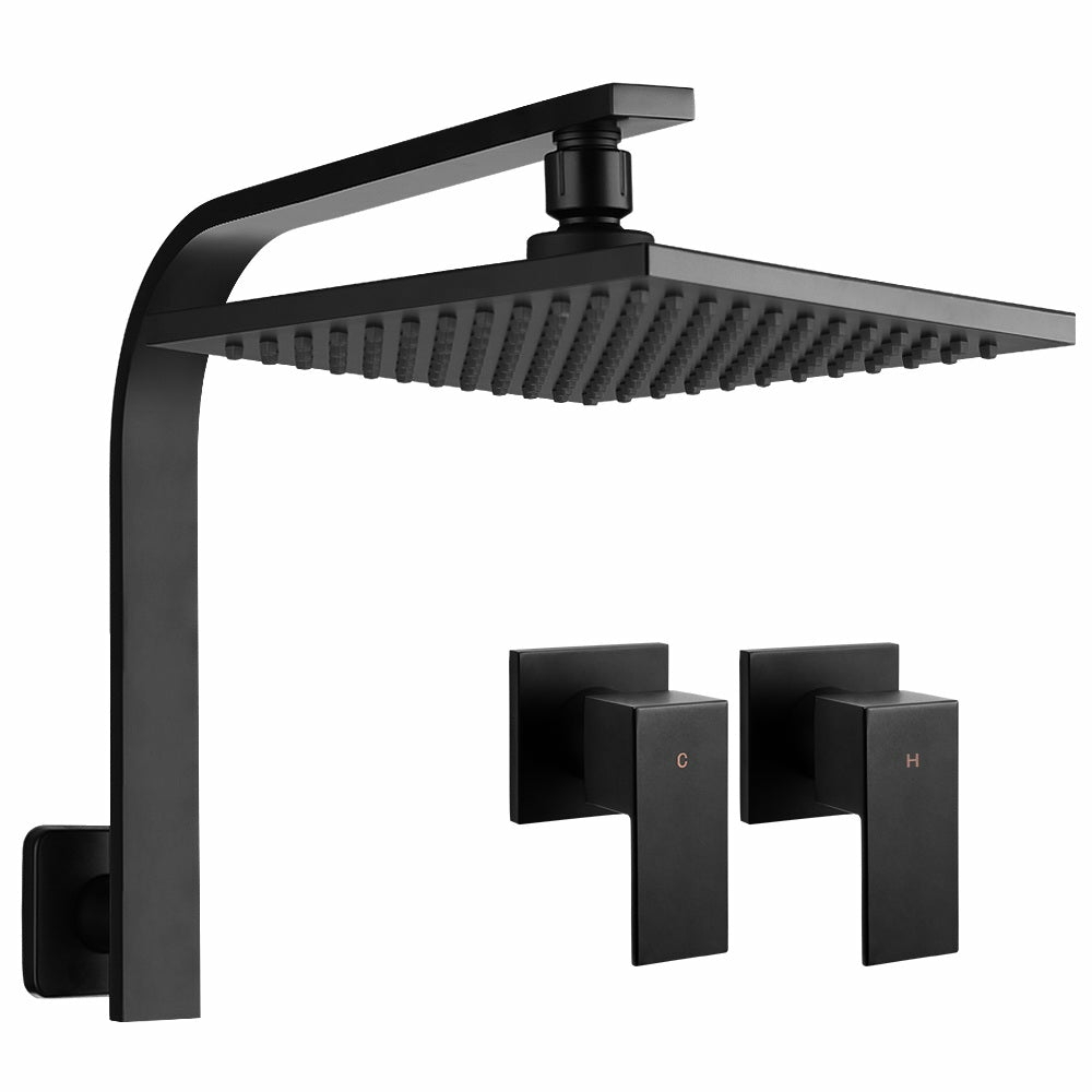 Matte Black 8″ Rain Shower Head & Taps Set Fixtures