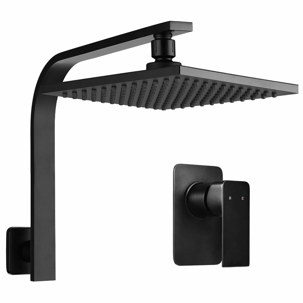 Matte Black Brass Rain Shower Head & Mixer Fixtures