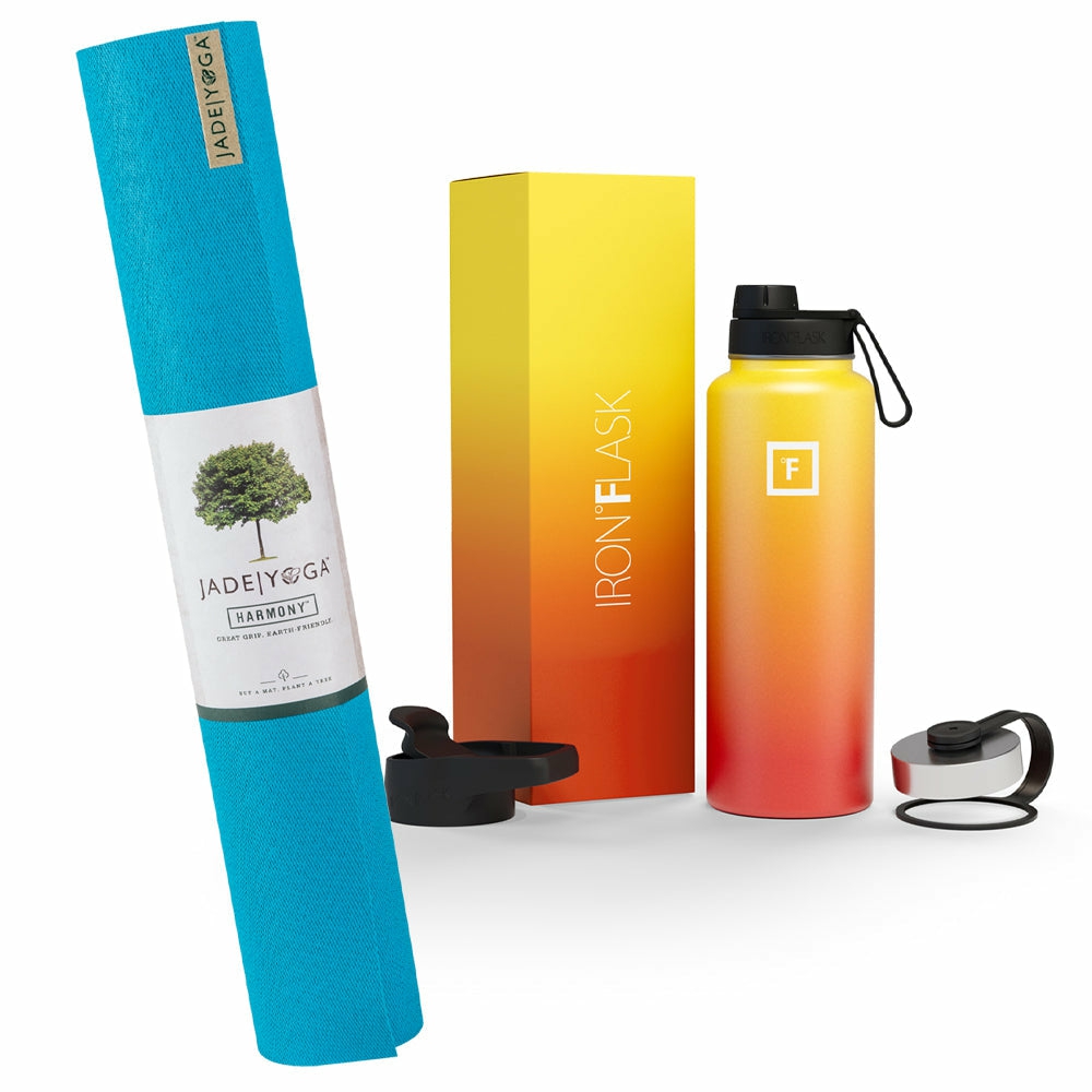 Non-Toxic Yoga Mat & 32Oz Insulated Bottle Bundle Sport Activities