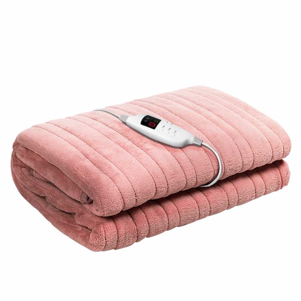 Pink Fleece Heated Throw Rug Bedding