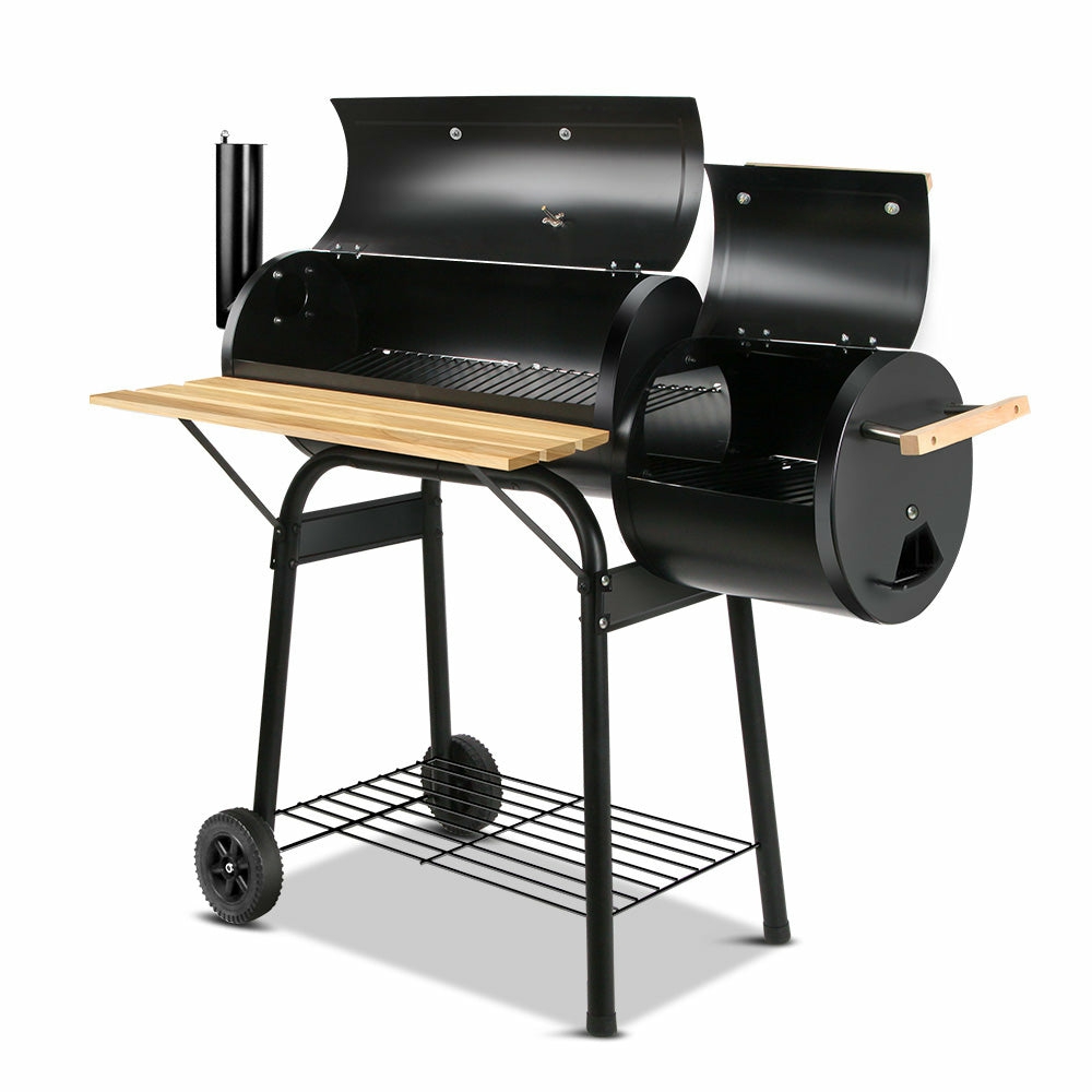 Portable 2-In-1 Offset Smoker & Bbq Grill With Wheels BBQs