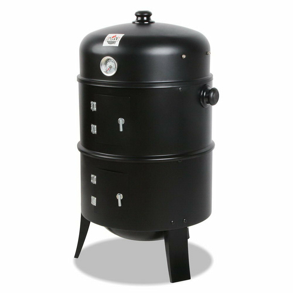 Portable 3-In-1 Charcoal Smoker Grill Steel BBQs