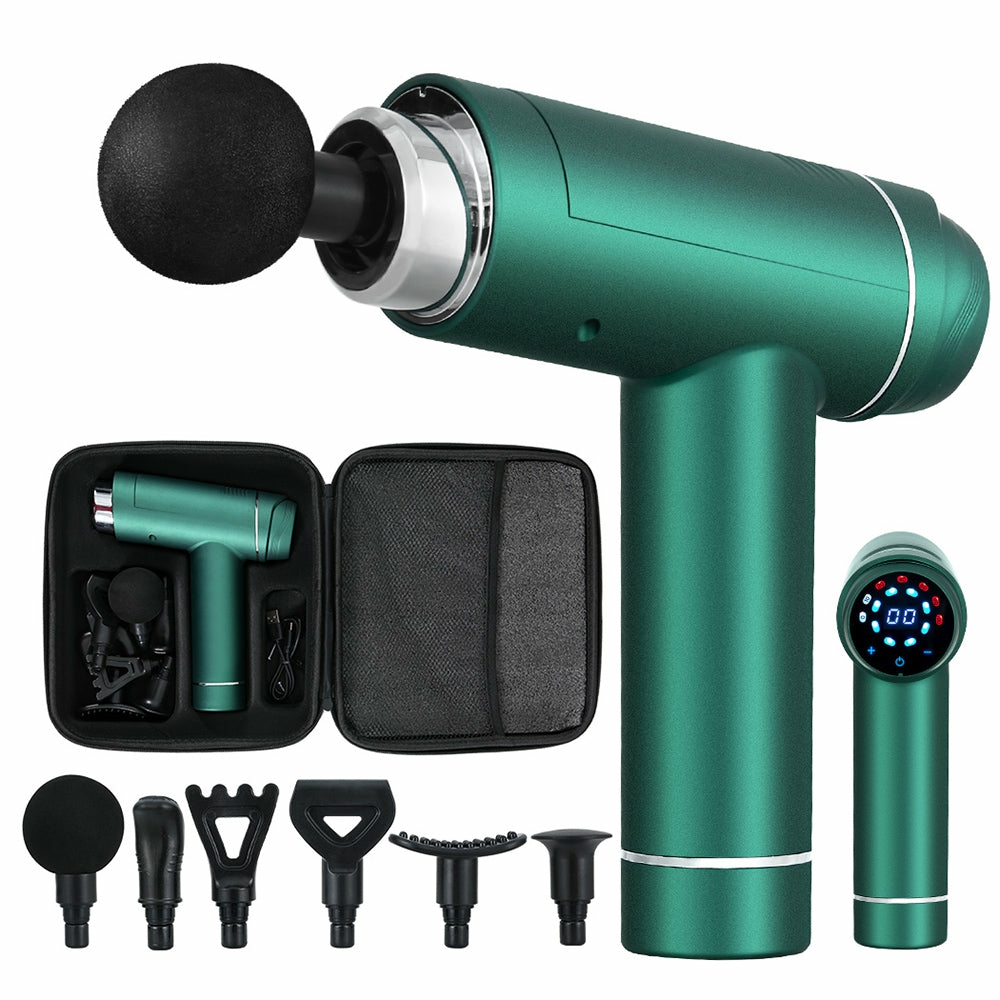 Quiet 30-Speed Massage Gun 6 Heads With Led Health & Beauty