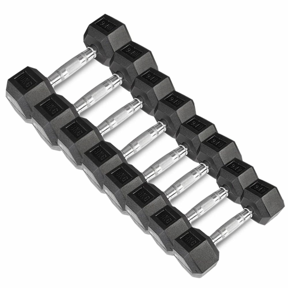 Rubber Coated Hex Dumbbell Set 56Kg Dumbbells