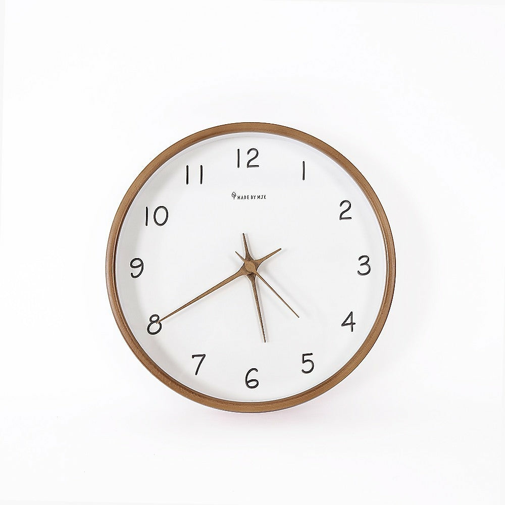 Solid Wood 10″ Modern Wall Clock With Glass Face Decor