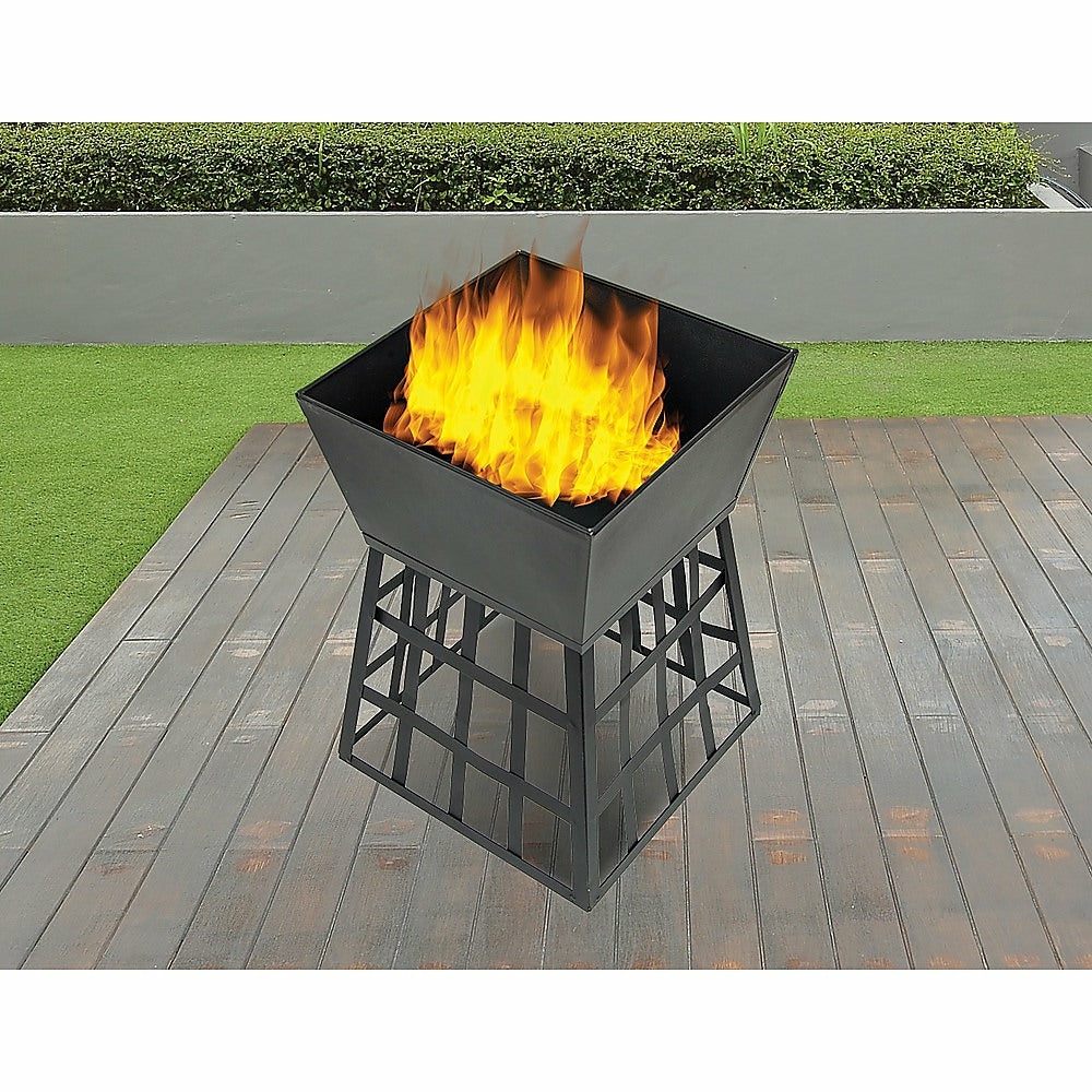 Square Black Fire Pit With Bbq Grill BBQs