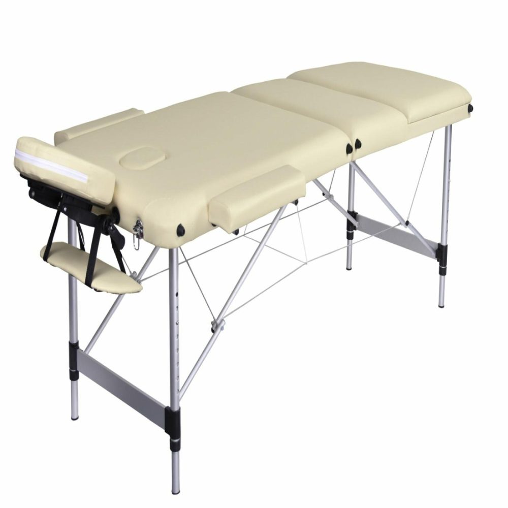 Sturdy Portable Aluminium Massage Table Therapy Bed Beige Yes4Homes Health & Beauty