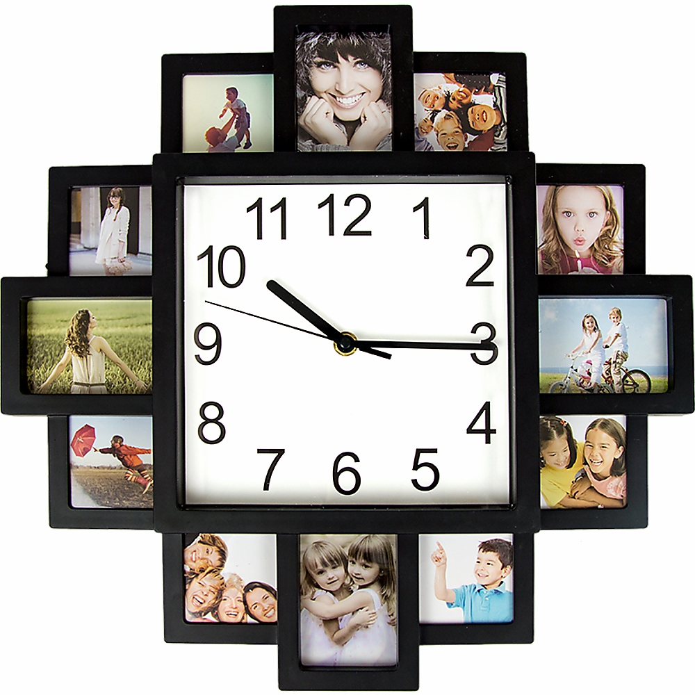 Sunburst Photo Frame Wall Clock Decor