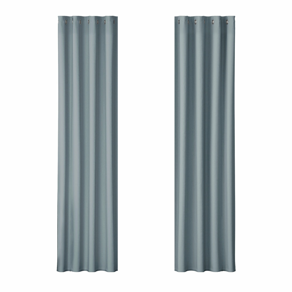 Thermal Blockout Curtains 250Gsm Eyelet 2 Panels Grey Curtains