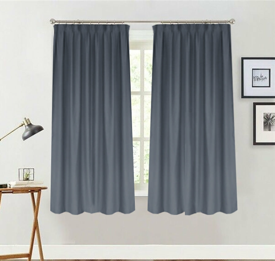 Thermal Blockout Curtains 260X160Cm Pinch Pleat Set Grey Curtains