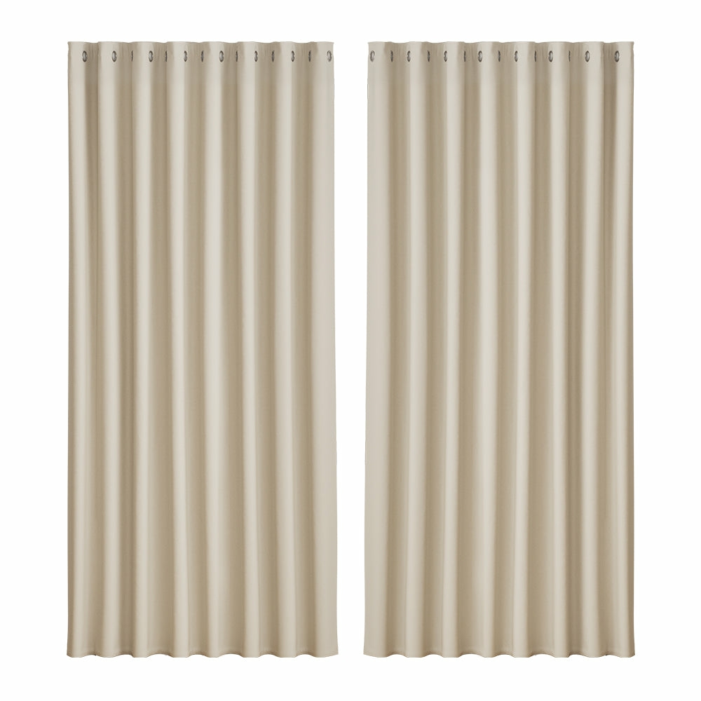 Thermal Insulated Blockout Curtains 300X230Cm Beige Curtains