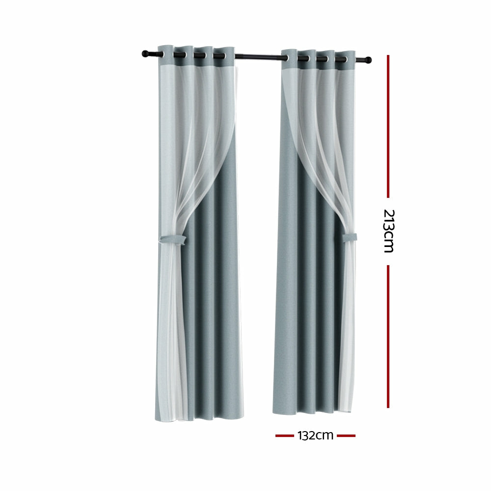 Thermal Insulated Blockout Sheer Curtains Set Light Grey Curtains