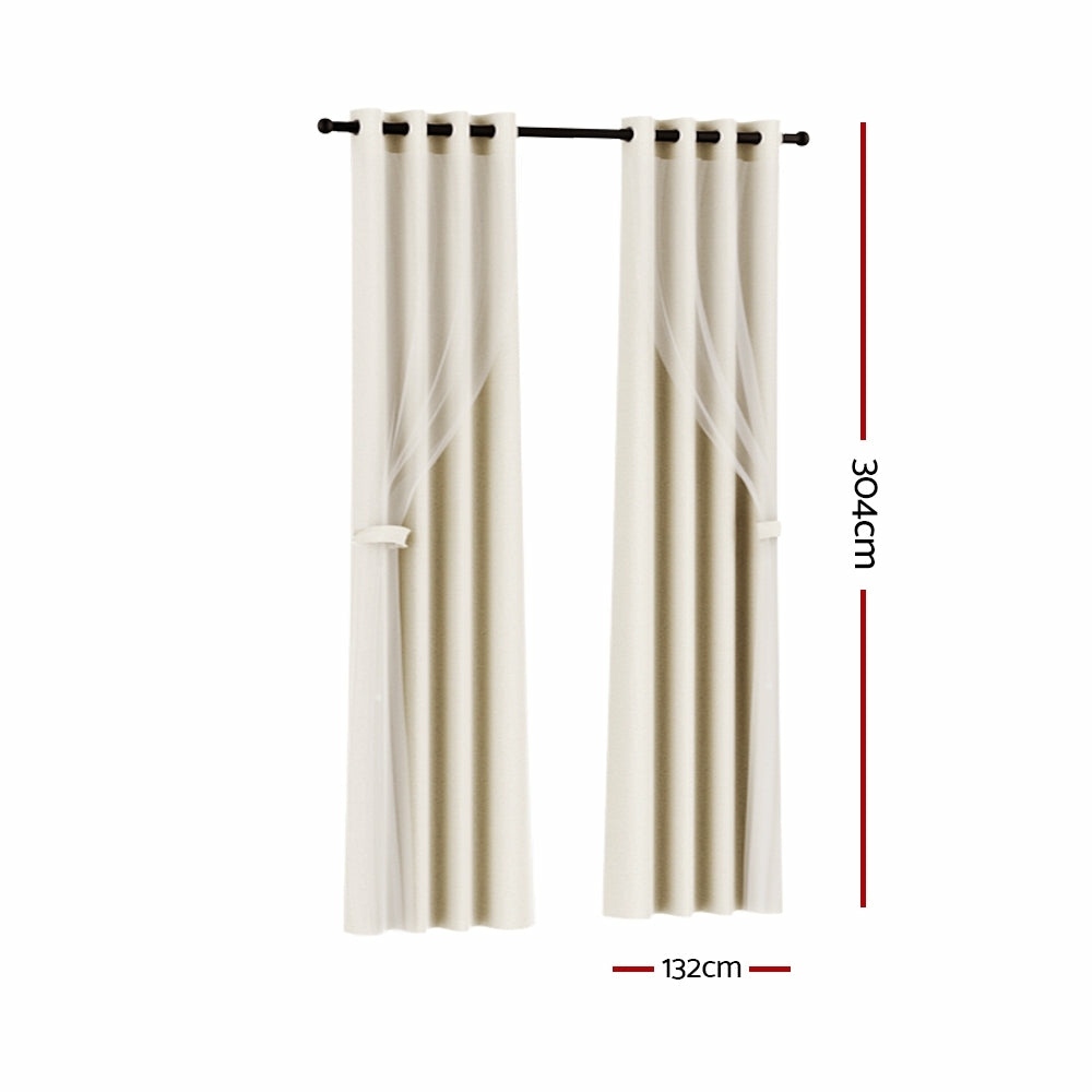 Thermal Insulation Noise Reduction Blockout Curtains 2X Beige Curtains