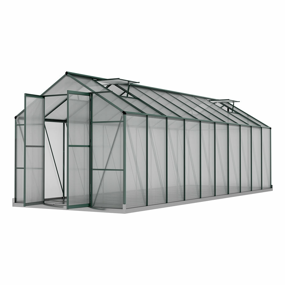 Uv-Resistant Pc Panel Aluminium Greenhouse With Vents Garden & Accessories