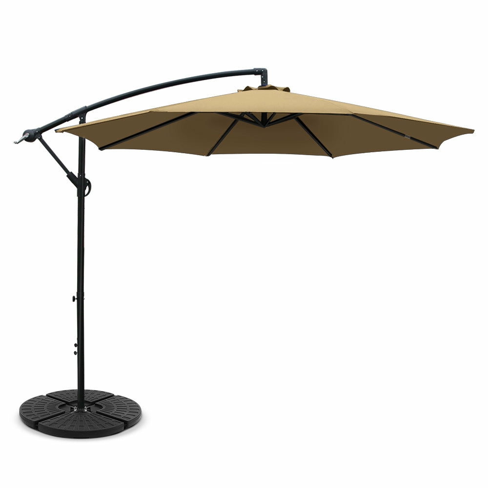 Uv50+ 3M Cantilever Outdoor Umbrella W/Base Garden & Accessories