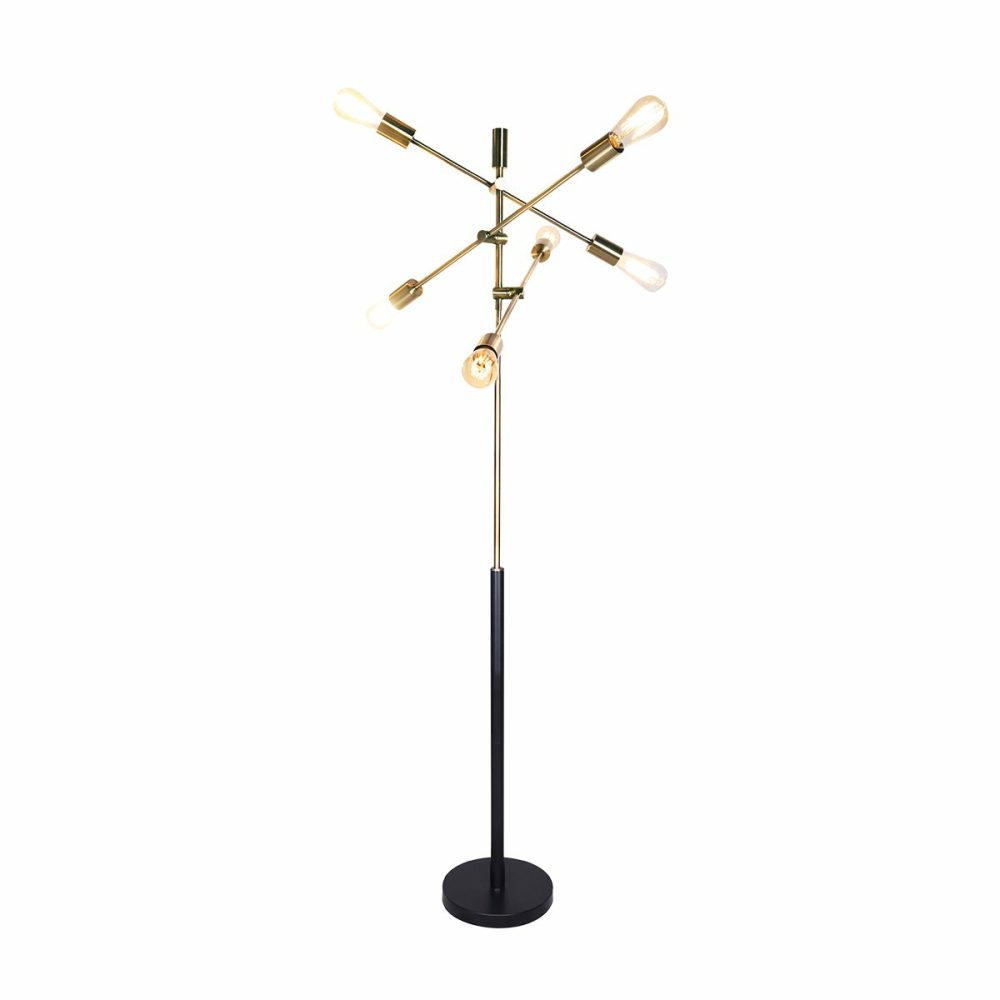 Vintage Brass Adjustable 6-Light Sputnik Floor Lamp Floor Lamps