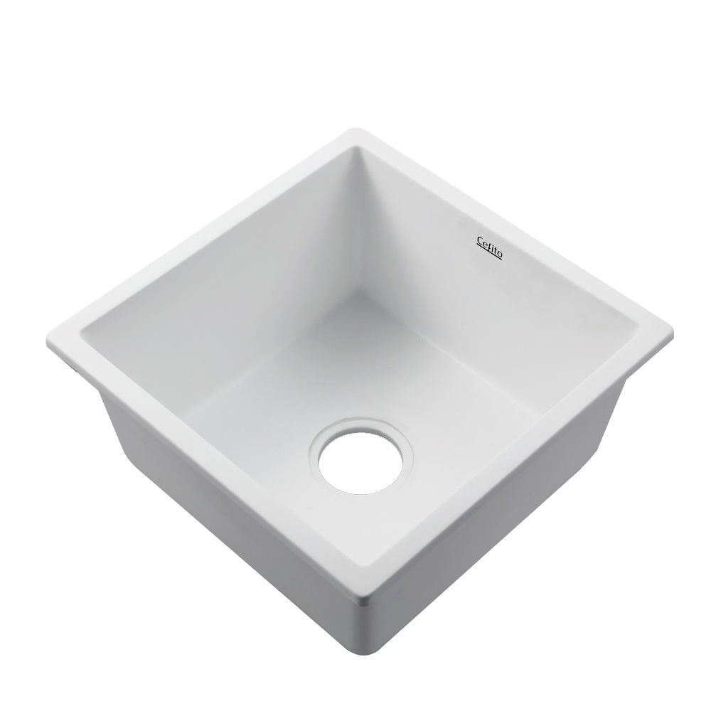 White Granite Stone Kitchen Sink 450X450Mm Fixtures