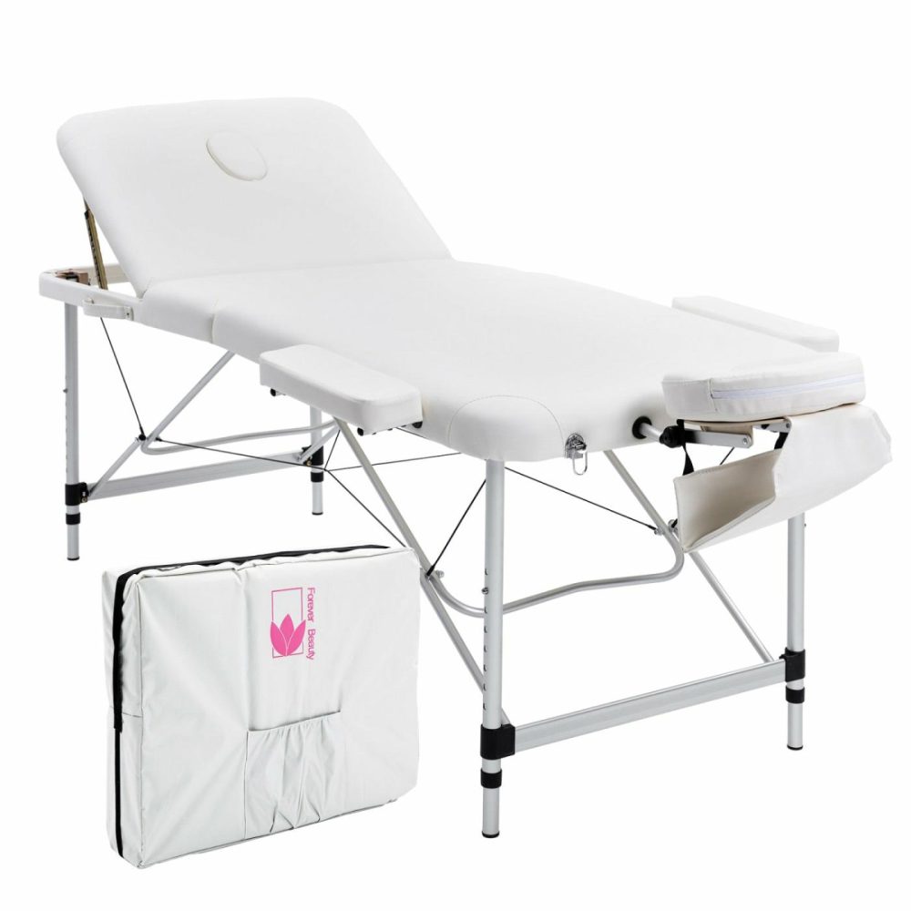 Adjustable Aluminium Massage Table Bed 3 Fold 75Cm White Health & Beauty