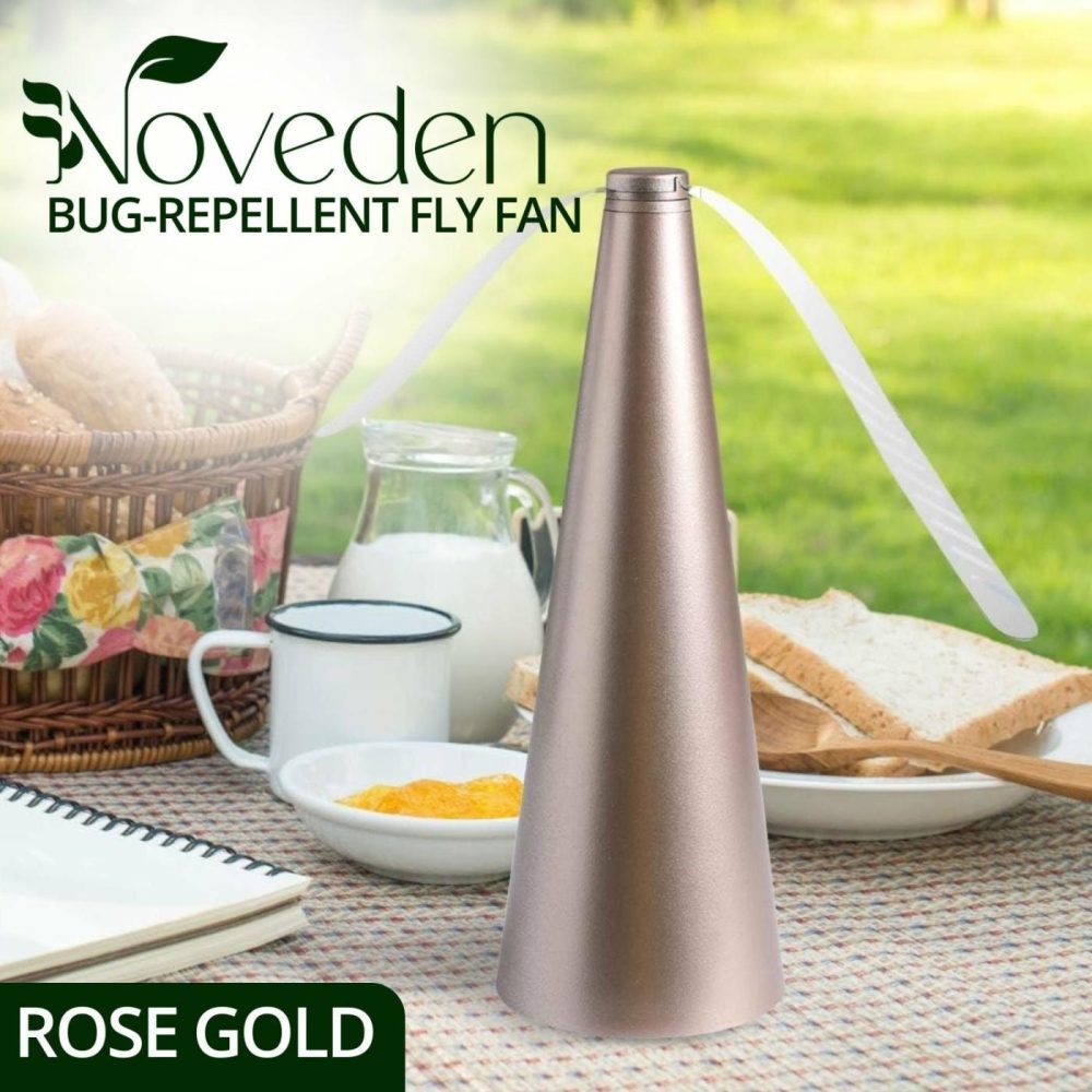 Rose Gold Cord-Free Bug Repellent Fly Fan Garden & Accessories