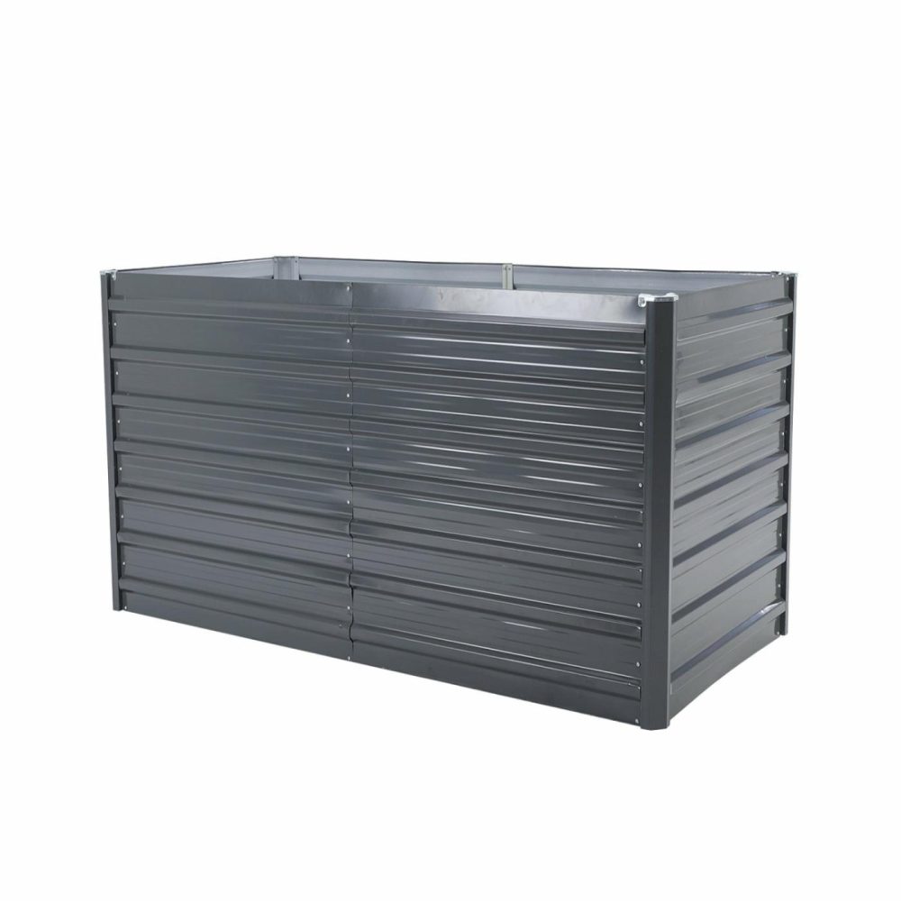 2-In-1 Raised Garden Bed Galvanised Steel Planter 240 X 80 X 77Cm Grey Garden & Accessories