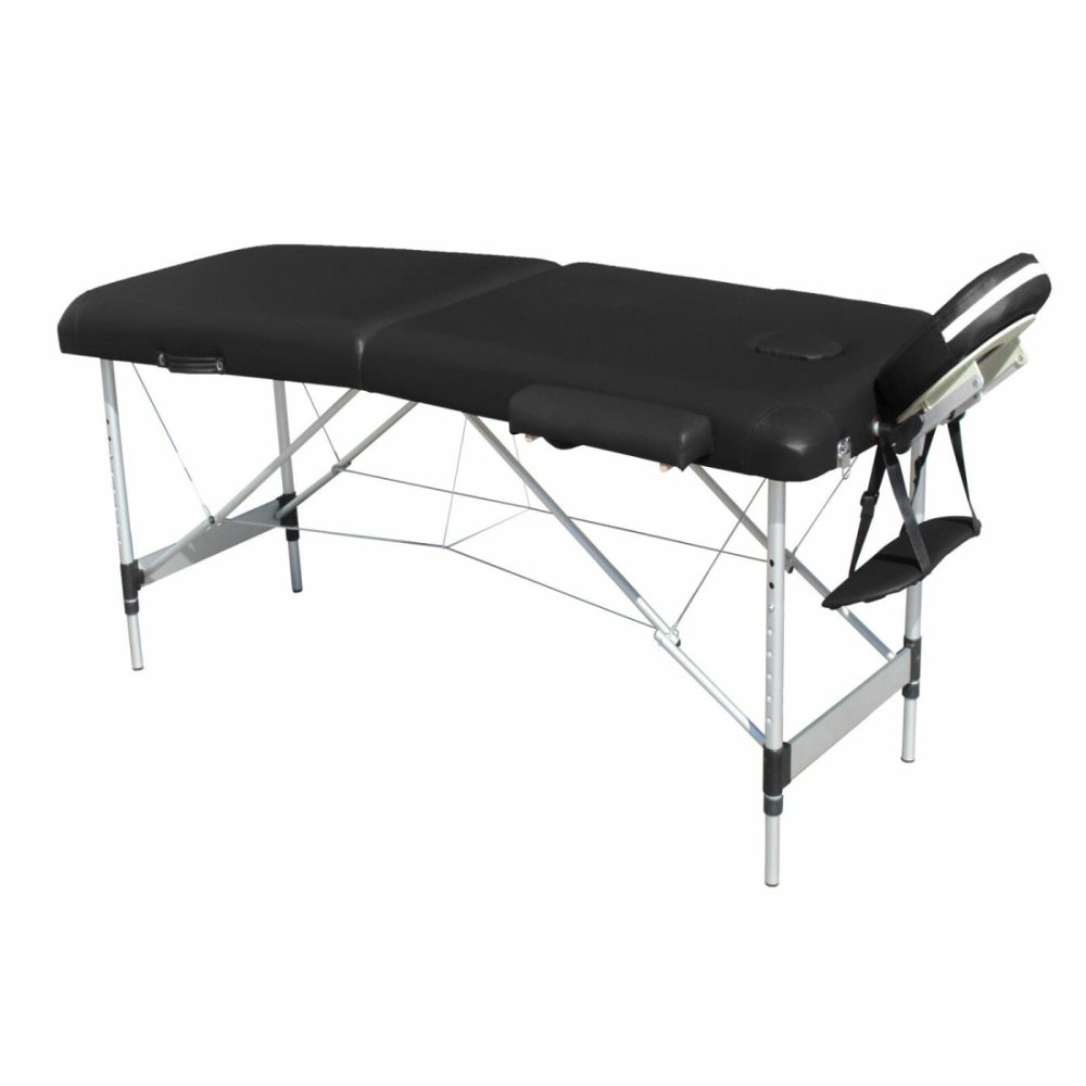 Adjustable Portable Massage Table Aluminium Frame Black Health & Beauty